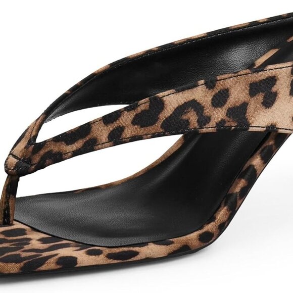 Women’s Faux Leather Kitten Heels Flip Flops Open Toe Low Heels for Summer Party